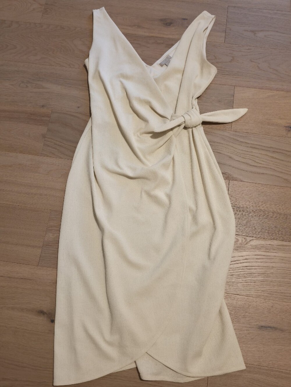 H&M Cream Wrap Knot Midi Dress